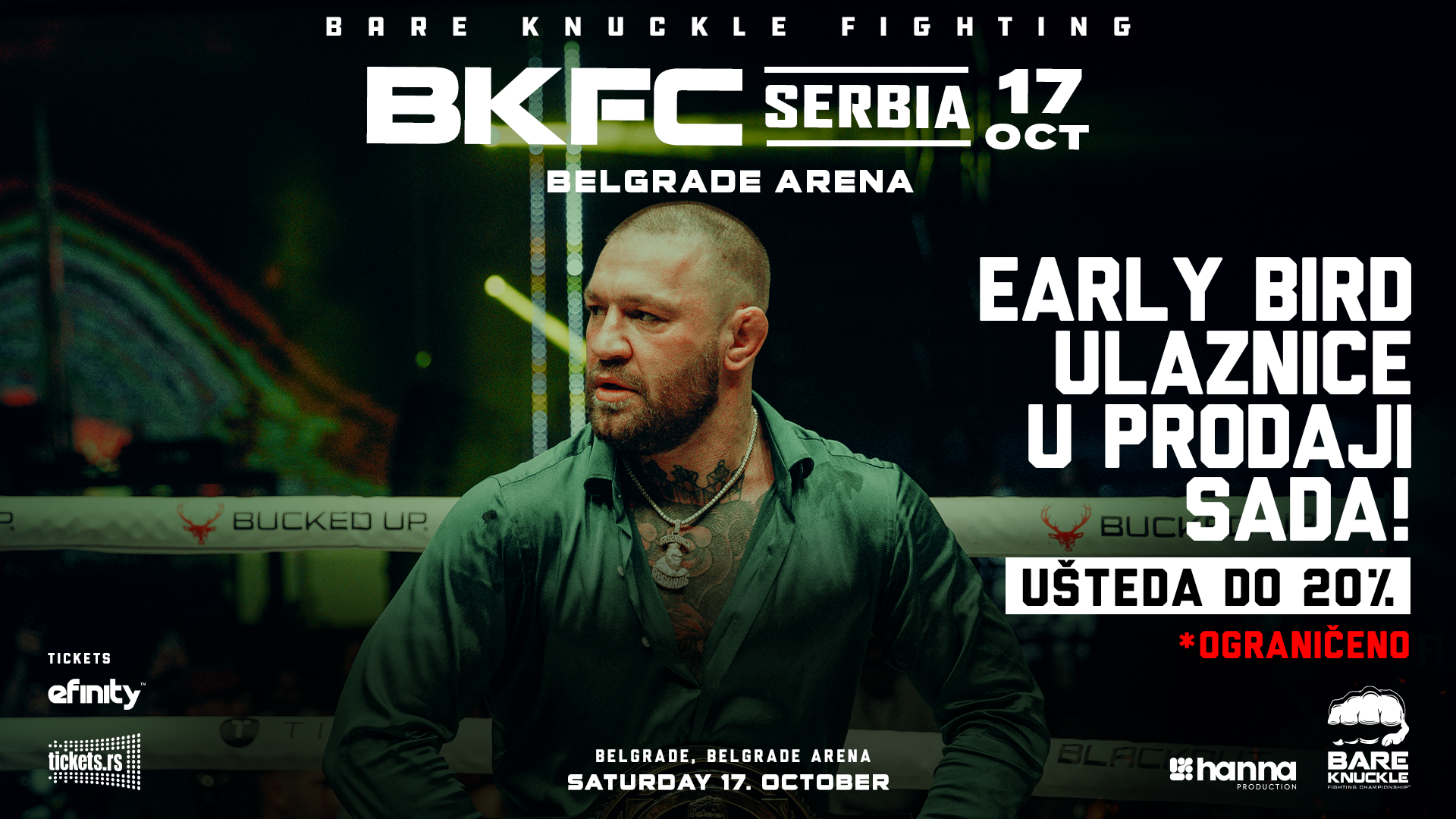 SRBIJA ULAZI U ISTORIJU BORILAČKOG SPORTA: BKFC PRVI PUT STIŽE U BEOGRAD – EARLY BIRD ULAZNICE U PRODAJI!
